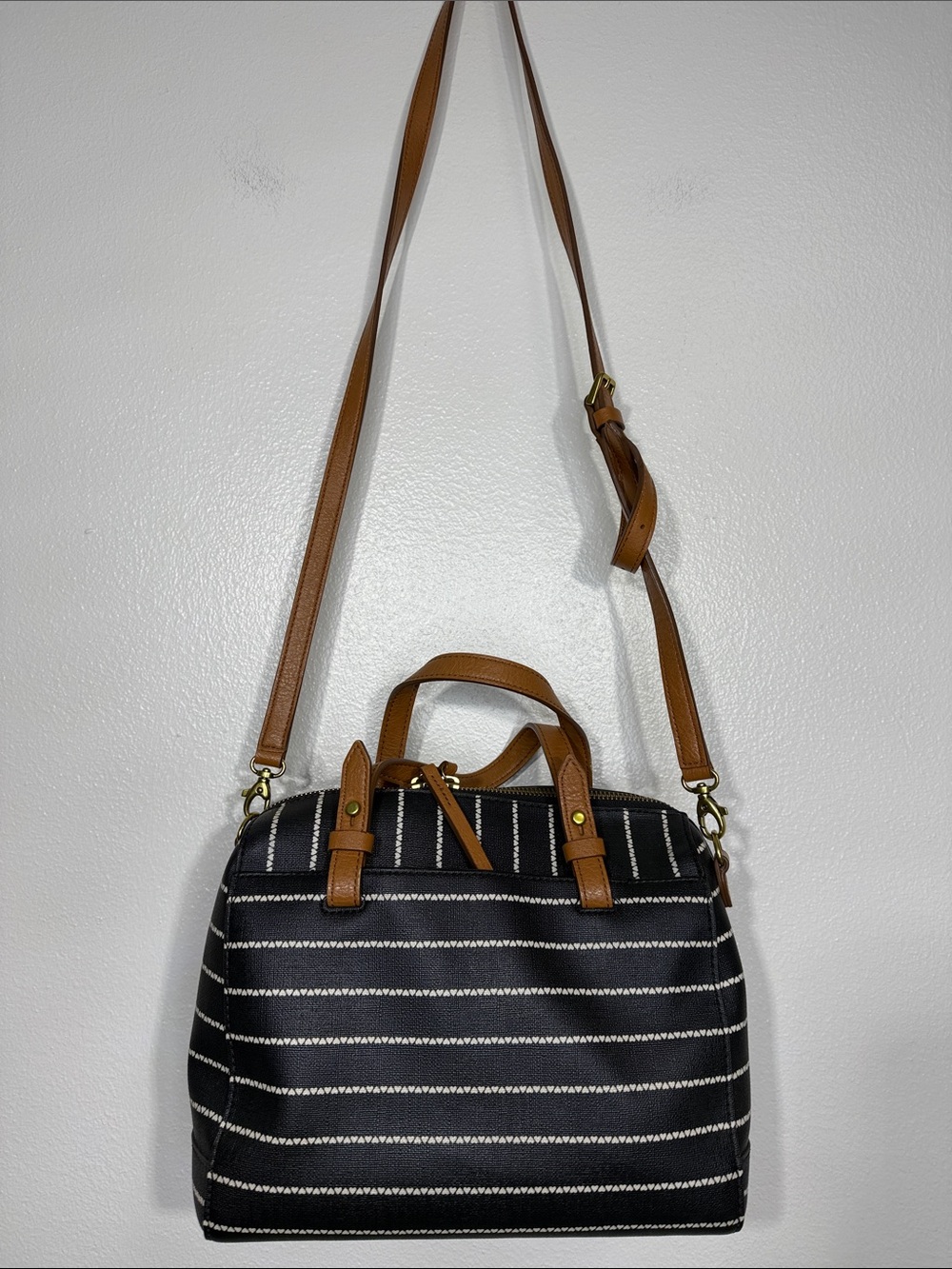 Fossil Rachel heart stripe Crossbody Satchel